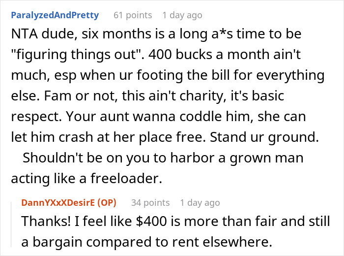 Guy Mooches Off Cousin For 6 Months, Calls Her Heartless When She Finally Demands $400 Rent