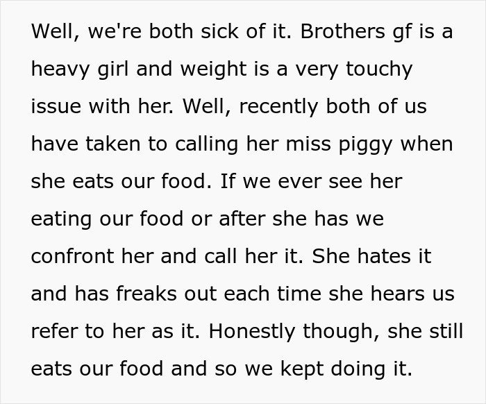 Bro Refuses To Stop GF From Eating Roommates’ Food, Sis Starts Oinking At Her, GF Leaves In Tears