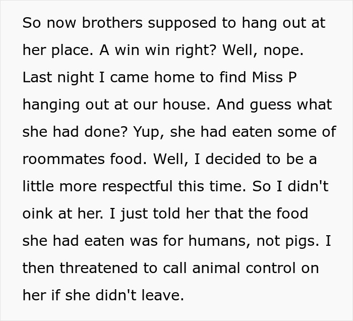 Bro Refuses To Stop GF From Eating Roommates’ Food, Sis Starts Oinking At Her, GF Leaves In Tears