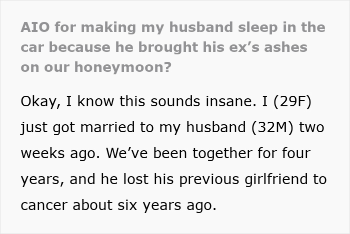 Guy Brings His Late Ex&#8217;s Ashes To Honeymoon After Remarrying, His New Spouse Is Just Stunned