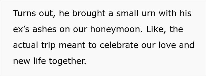 Guy Brings His Late Ex&#8217;s Ashes To Honeymoon After Remarrying, His New Spouse Is Just Stunned