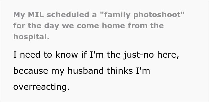 MIL Plans Family Photoshoot Hours After DIL Gets Discharged With Newborn, She Loses It