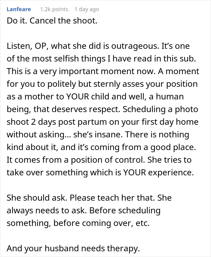 MIL Plans Family Photoshoot Hours After DIL Gets Discharged With Newborn, She Loses It