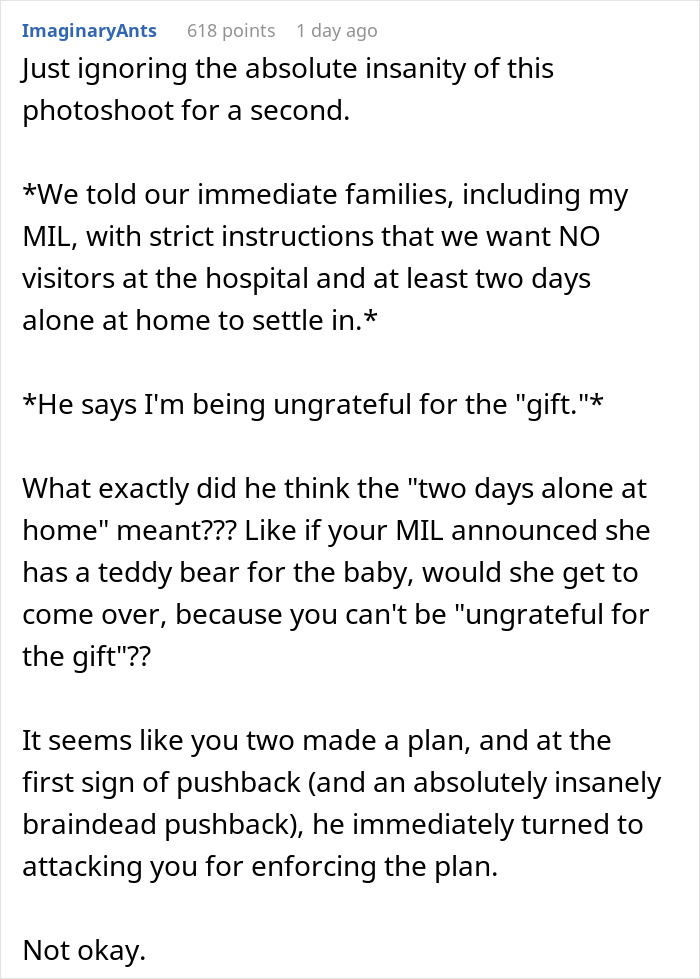 MIL Plans Family Photoshoot Hours After DIL Gets Discharged With Newborn, She Loses It