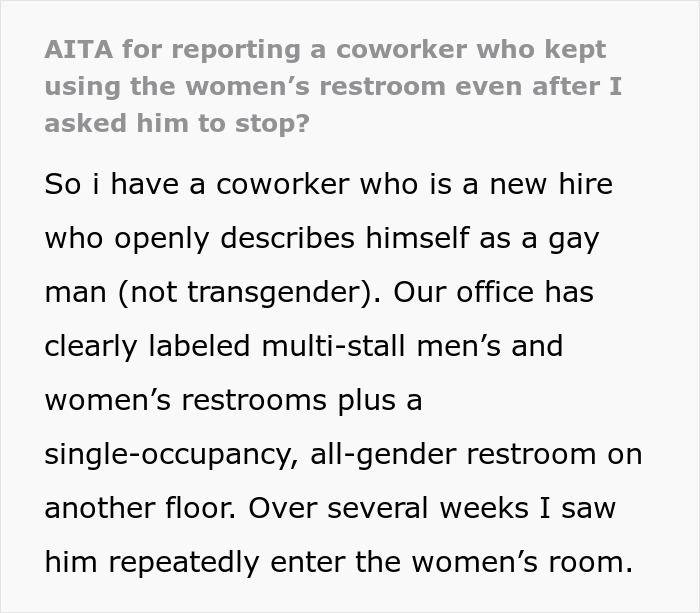 Lady Reports Gay Colleague To HR For Constantly Using Women&#8217;s Restroom, He Calls Her Out