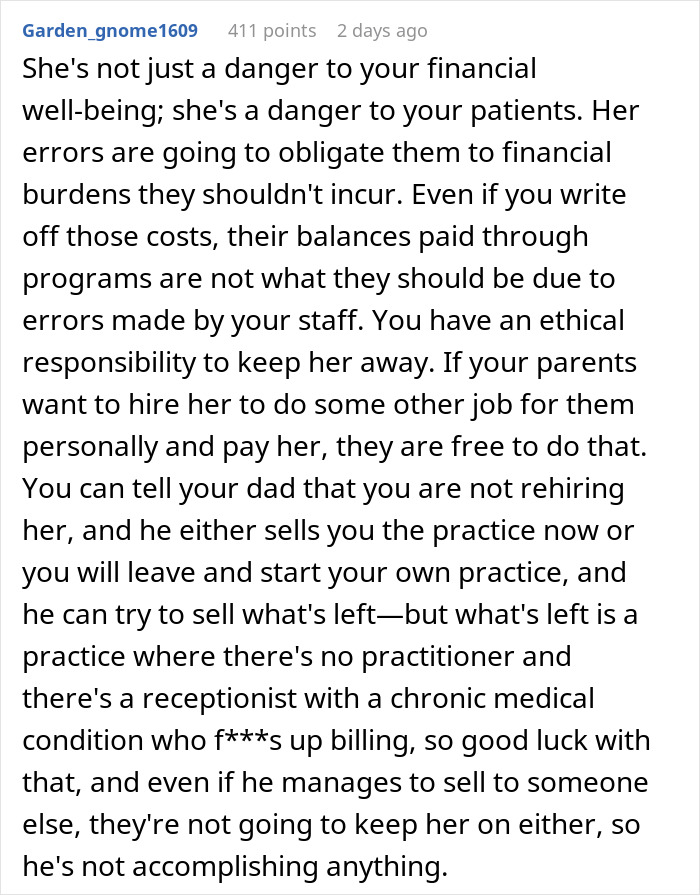 Doctor Refuses To Rehire Sister After She Cost The Practice $40,000, Parents Freak Out