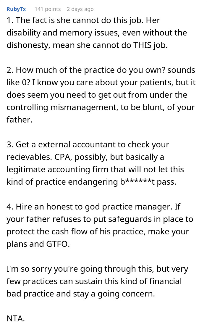 Doctor Refuses To Rehire Sister After She Cost The Practice $40,000, Parents Freak Out