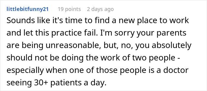 Doctor Refuses To Rehire Sister After She Cost The Practice $40,000, Parents Freak Out