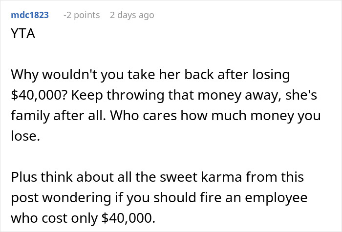 Doctor Refuses To Rehire Sister After She Cost The Practice $40,000, Parents Freak Out