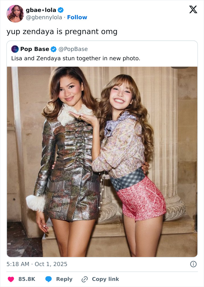 &#8220;Look At Her Face&#8221;: Zendaya Fans Convinced She&#8217;s Pregnant After Photo With Lisa Goes Viral