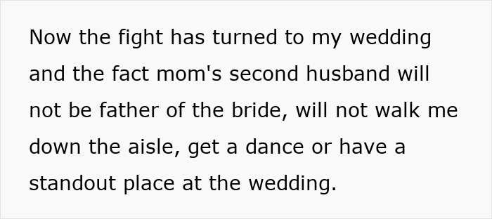 Lady Never Accepted Mom&#8217;s Husband As New &#8220;Dad,&#8221; Refuses To Involve Him In Wedding, Drama Escalates