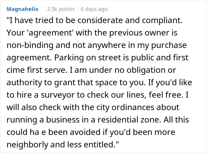 Woman Demands New Neighbors Give Up Their Parking Spot For Her Nanny, Loses It After Hearing No