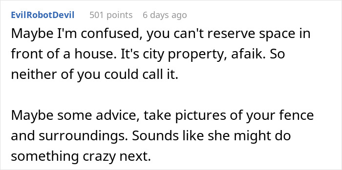 Woman Demands New Neighbors Give Up Their Parking Spot For Her Nanny, Loses It After Hearing No