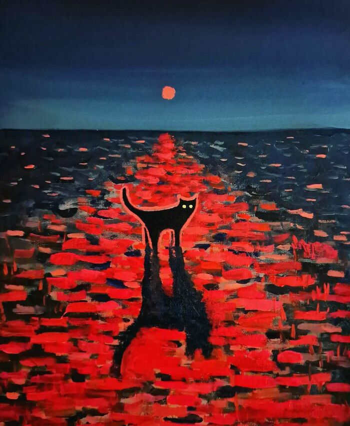 German Digital Artist Turns Black Cats Into Mysterious Travelers In Vast Colorful Landscapes (70 Pics)