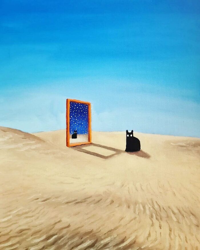 German Digital Artist Turns Black Cats Into Mysterious Travelers In Vast Colorful Landscapes (70 Pics)