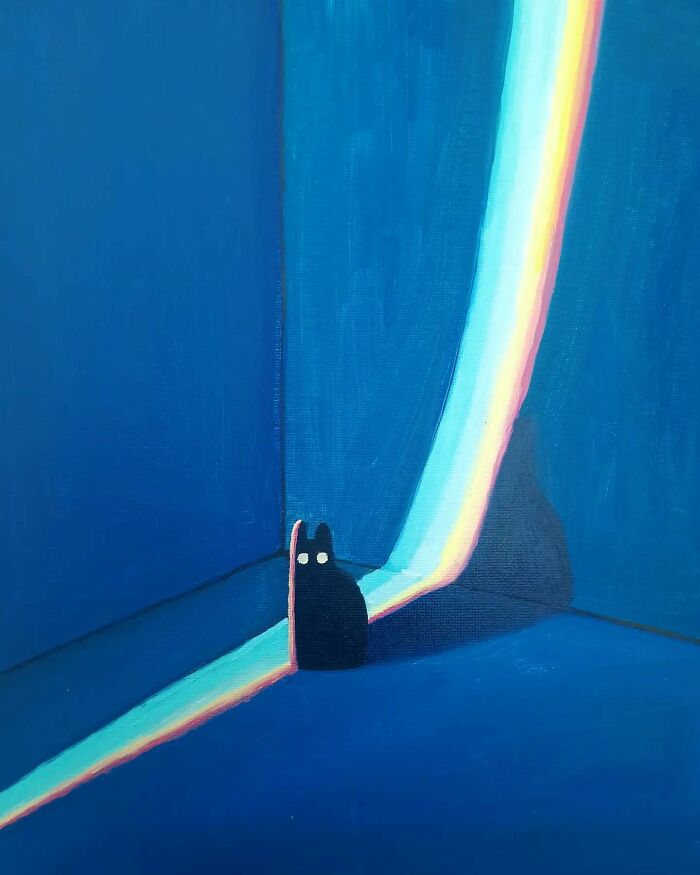 German Digital Artist Turns Black Cats Into Mysterious Travelers In Vast Colorful Landscapes (70 Pics)