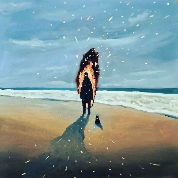 German Digital Artist Turns Black Cats Into Mysterious Travelers In Vast Colorful Landscapes (70 Pics)