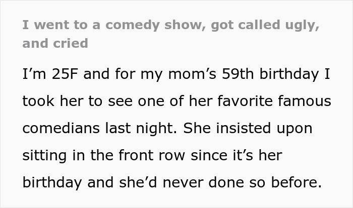 Woman Comes Back From A Comedy Show Crying Instead Of Laughing Because Of A Mean “Joke”