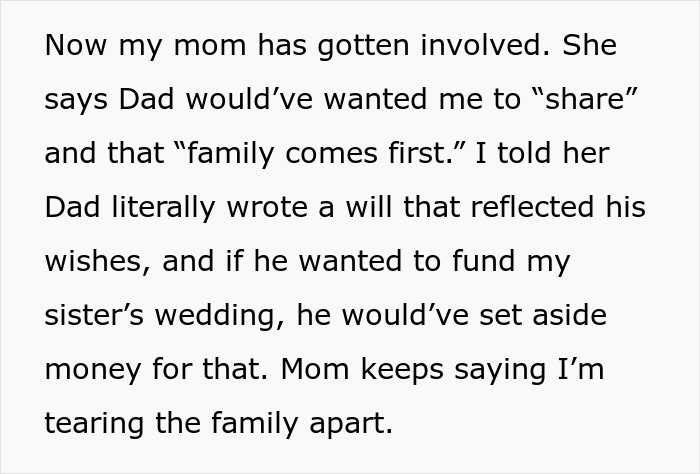 “AITA For Refusing To Use My Inheritance To Pay For My Sister’s Wedding?”