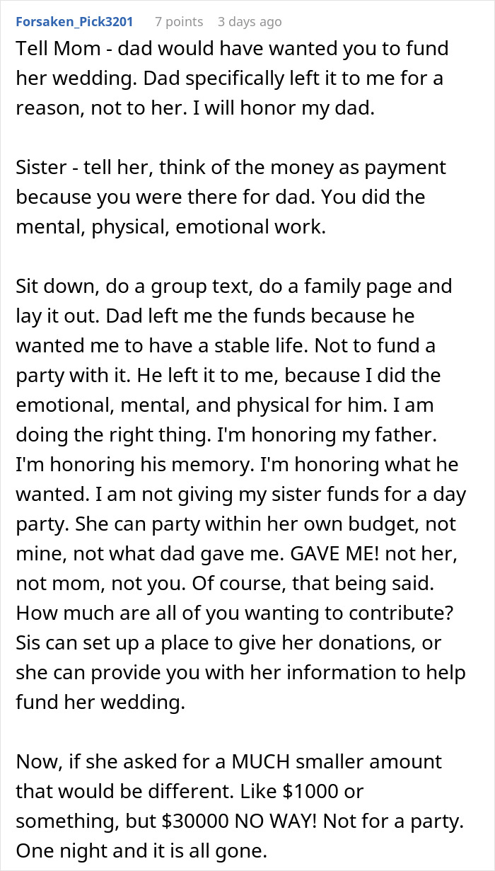 “AITA For Refusing To Use My Inheritance To Pay For My Sister’s Wedding?”