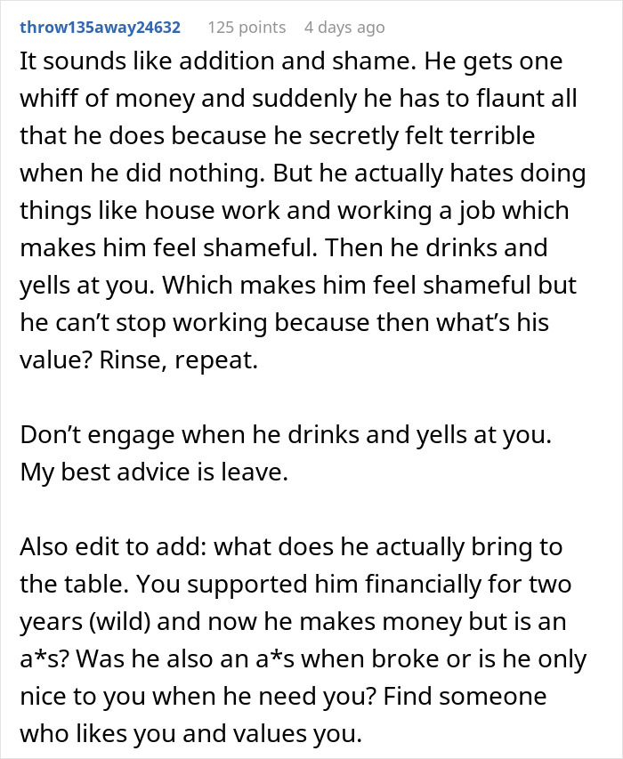 Guy Keeps Threatening To Leave GF Because She Doesn’t Work Hard Enough, She Rethinks Their Relationship