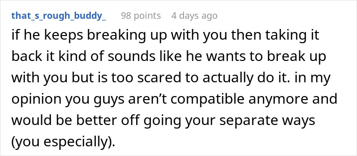 Guy Keeps Threatening To Leave GF Because She Doesn’t Work Hard Enough, She Rethinks Their Relationship
