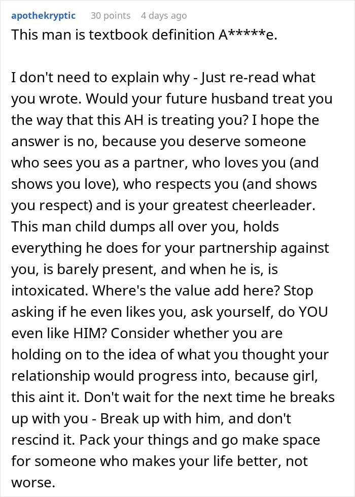 Guy Keeps Threatening To Leave GF Because She Doesn’t Work Hard Enough, She Rethinks Their Relationship