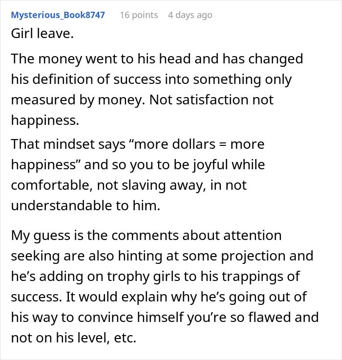 Guy Keeps Threatening To Leave GF Because She Doesn’t Work Hard Enough, She Rethinks Their Relationship