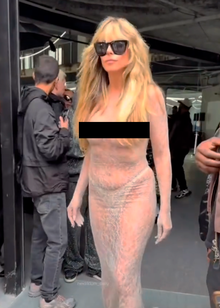 Heidi Klum&#8217;s Fully Sheer Dress With Thong Reveals More Than It Covers At Vetements Paris Show