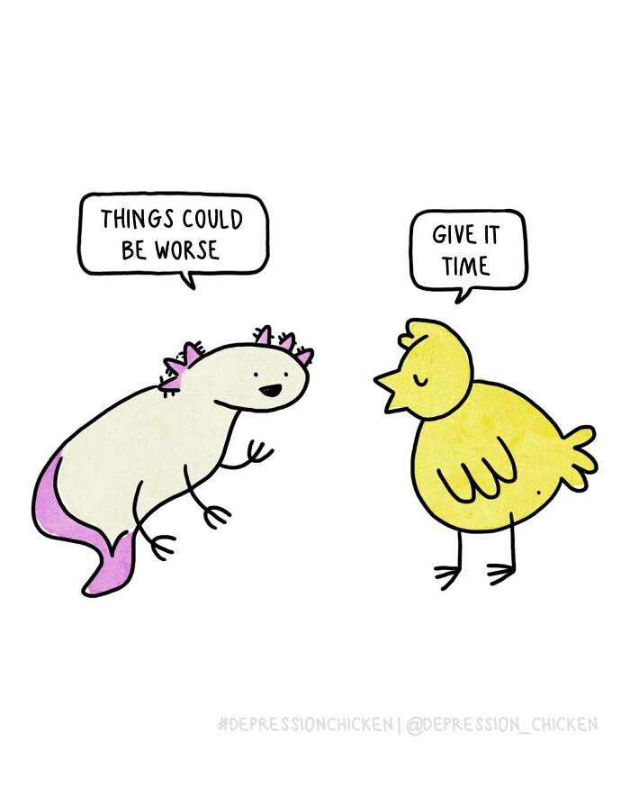 50 Relatable ‘Depression Chicken’ Comics That Perfectly Balance Humor And Struggles