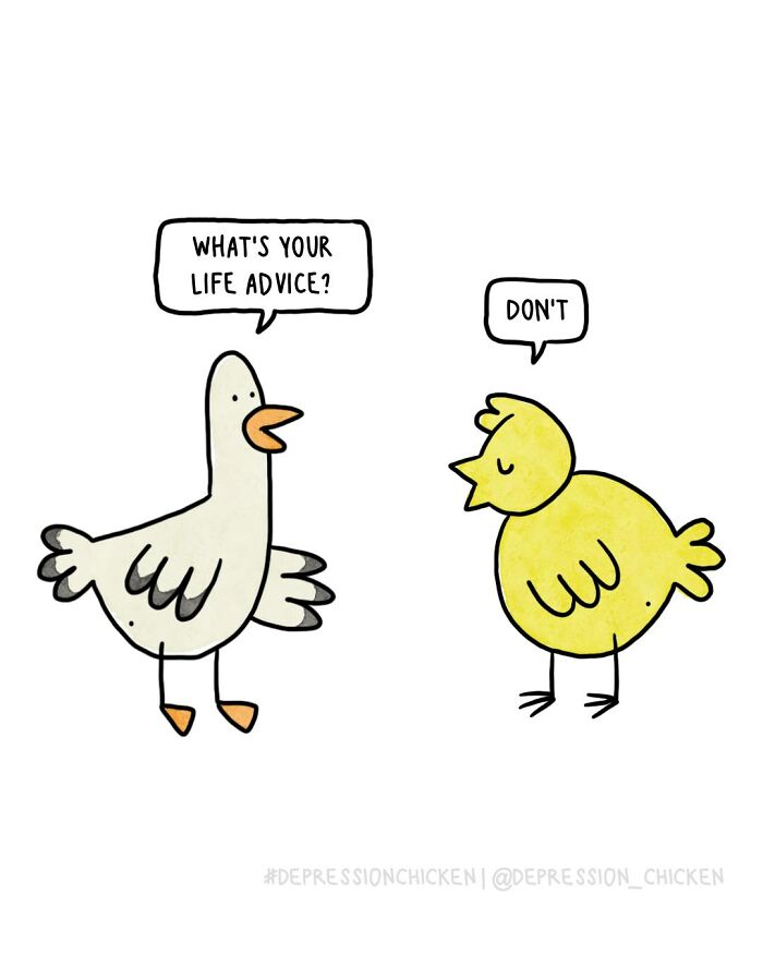 50 Relatable ‘Depression Chicken’ Comics That Perfectly Balance Humor And Struggles
