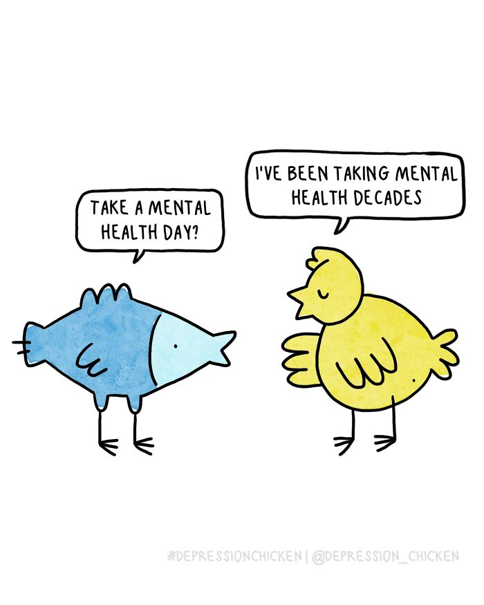 50 Relatable ‘Depression Chicken’ Comics That Perfectly Balance Humor And Struggles