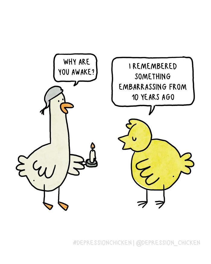 50 Relatable ‘Depression Chicken’ Comics That Perfectly Balance Humor And Struggles