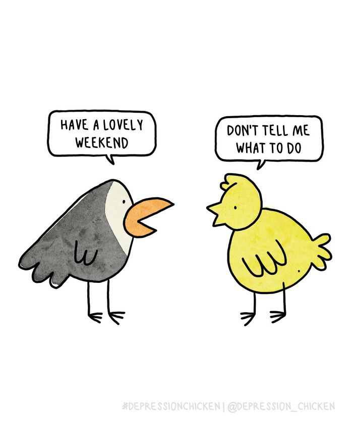 50 Relatable ‘Depression Chicken’ Comics That Perfectly Balance Humor And Struggles