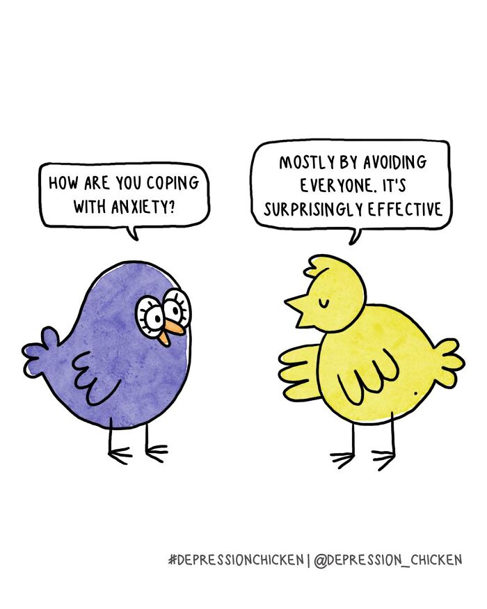 50 Relatable ‘Depression Chicken’ Comics That Perfectly Balance Humor And Struggles