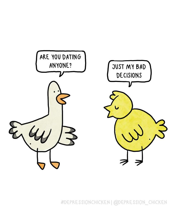 50 Relatable ‘Depression Chicken’ Comics That Perfectly Balance Humor And Struggles