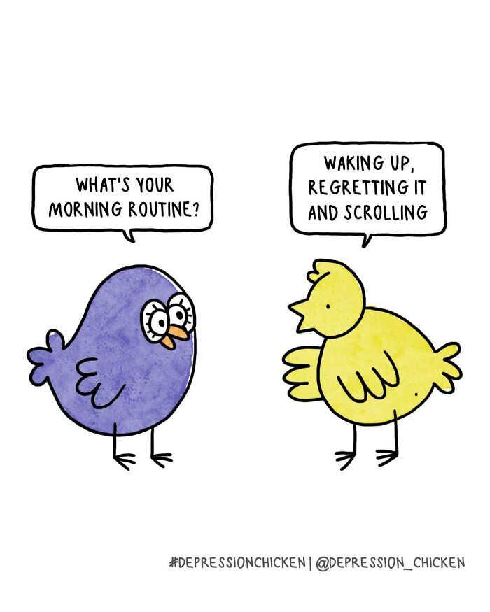 50 Relatable ‘Depression Chicken’ Comics That Perfectly Balance Humor And Struggles