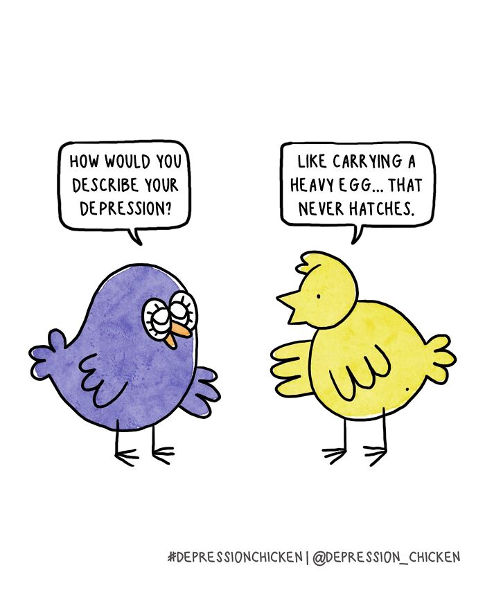 50 Relatable ‘Depression Chicken’ Comics That Perfectly Balance Humor And Struggles