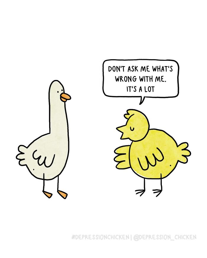 50 Relatable ‘Depression Chicken’ Comics That Perfectly Balance Humor And Struggles