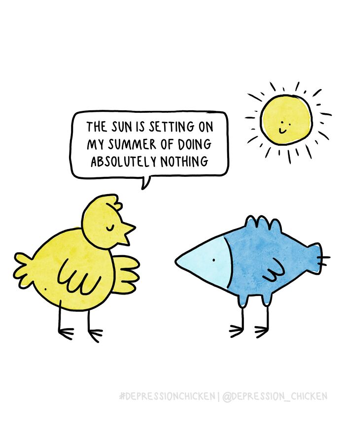 50 Relatable ‘Depression Chicken’ Comics That Perfectly Balance Humor And Struggles