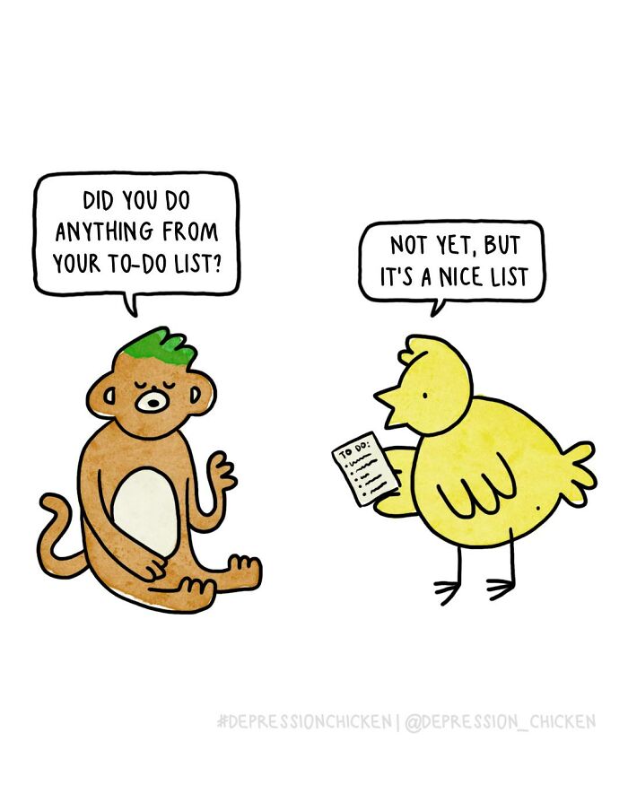 50 Relatable ‘Depression Chicken’ Comics That Perfectly Balance Humor And Struggles