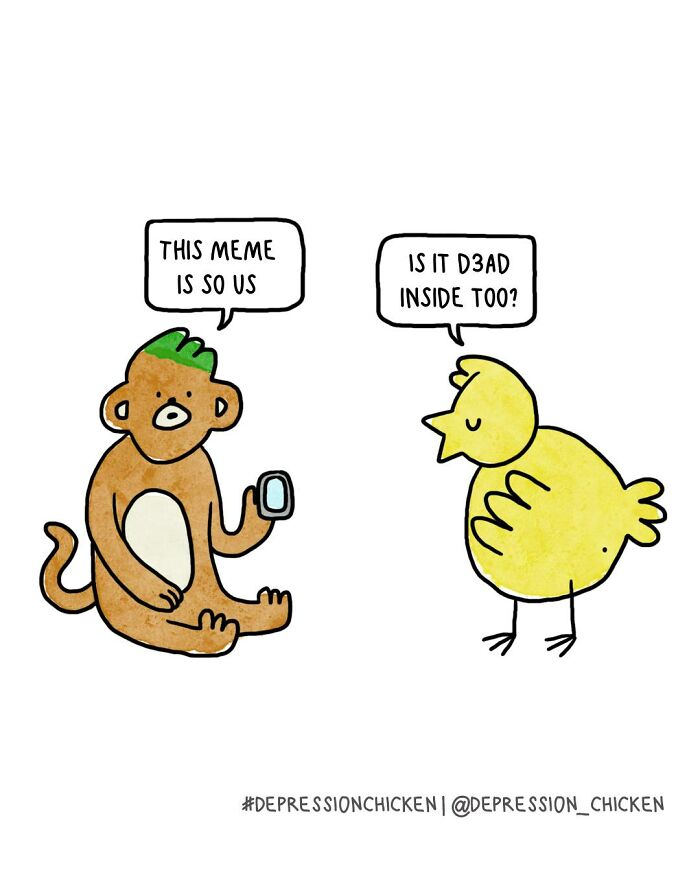 50 Relatable ‘Depression Chicken’ Comics That Perfectly Balance Humor And Struggles