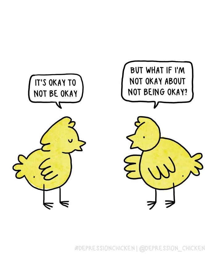 50 Relatable ‘Depression Chicken’ Comics That Perfectly Balance Humor And Struggles
