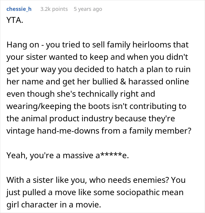 “Am I The [Jerk] For Posting A Picture Of My Vegan Sister In Leather Boots?”