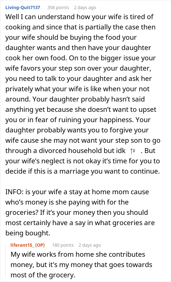 Man Announces He’s Divorcing Wife When He Discovers She Purposefully Cooks Meals Daughter Won’t Eat