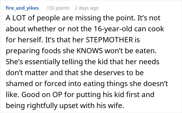 Man Announces He’s Divorcing Wife When He Discovers She Purposefully Cooks Meals Daughter Won’t Eat