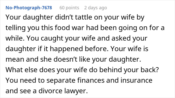 Man Announces He’s Divorcing Wife When He Discovers She Purposefully Cooks Meals Daughter Won’t Eat