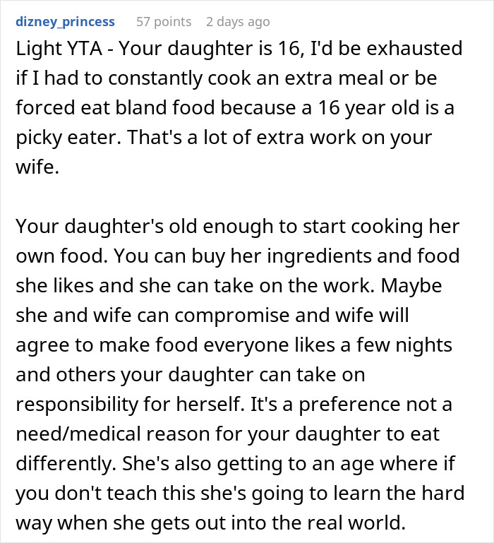 Man Announces He’s Divorcing Wife When He Discovers She Purposefully Cooks Meals Daughter Won’t Eat