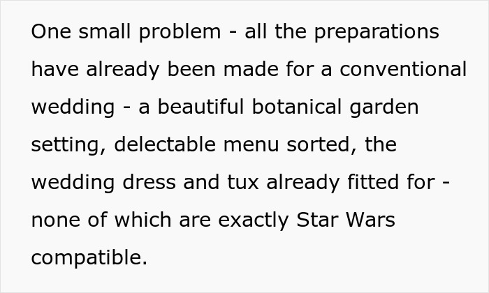 Sis Turns Bridezilla 3 Weeks Before Wedding, Wants ‘Star Wars’ Theme, Family Calls It Upcoming Mess