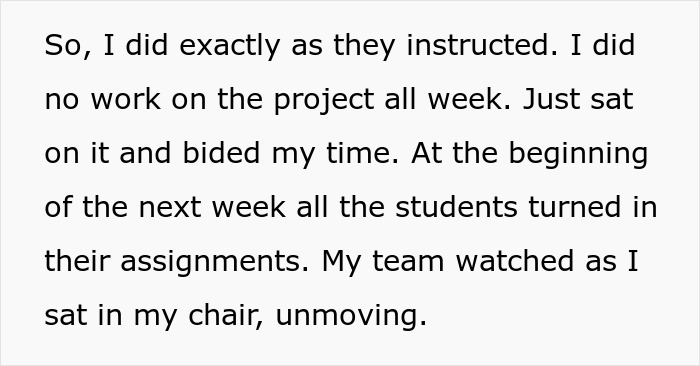 Guy Maliciously Complies With Lazy Teammates And Gets Them All A 0% On A Project Using Teacher’s Loophole